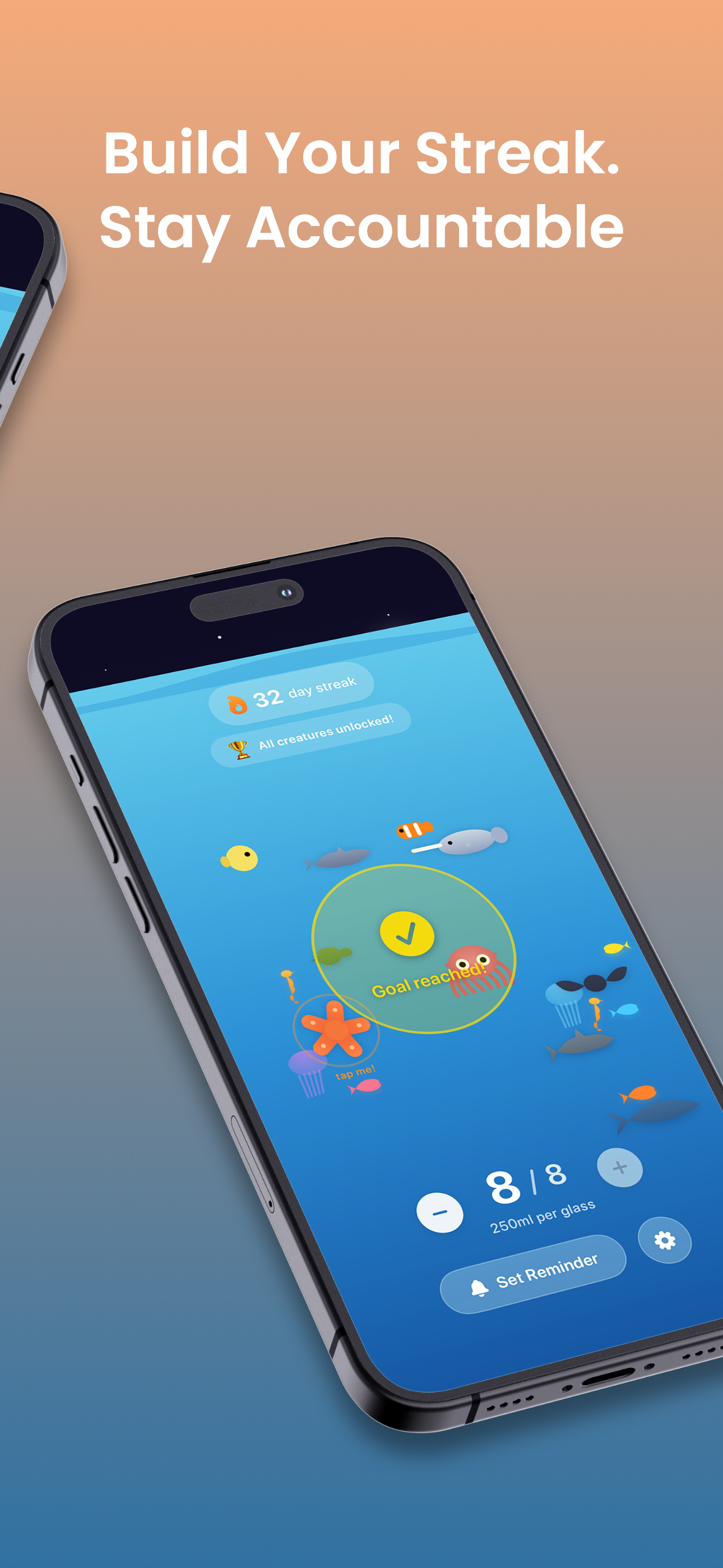 Think Drink long streak with all sea creatures unlocked