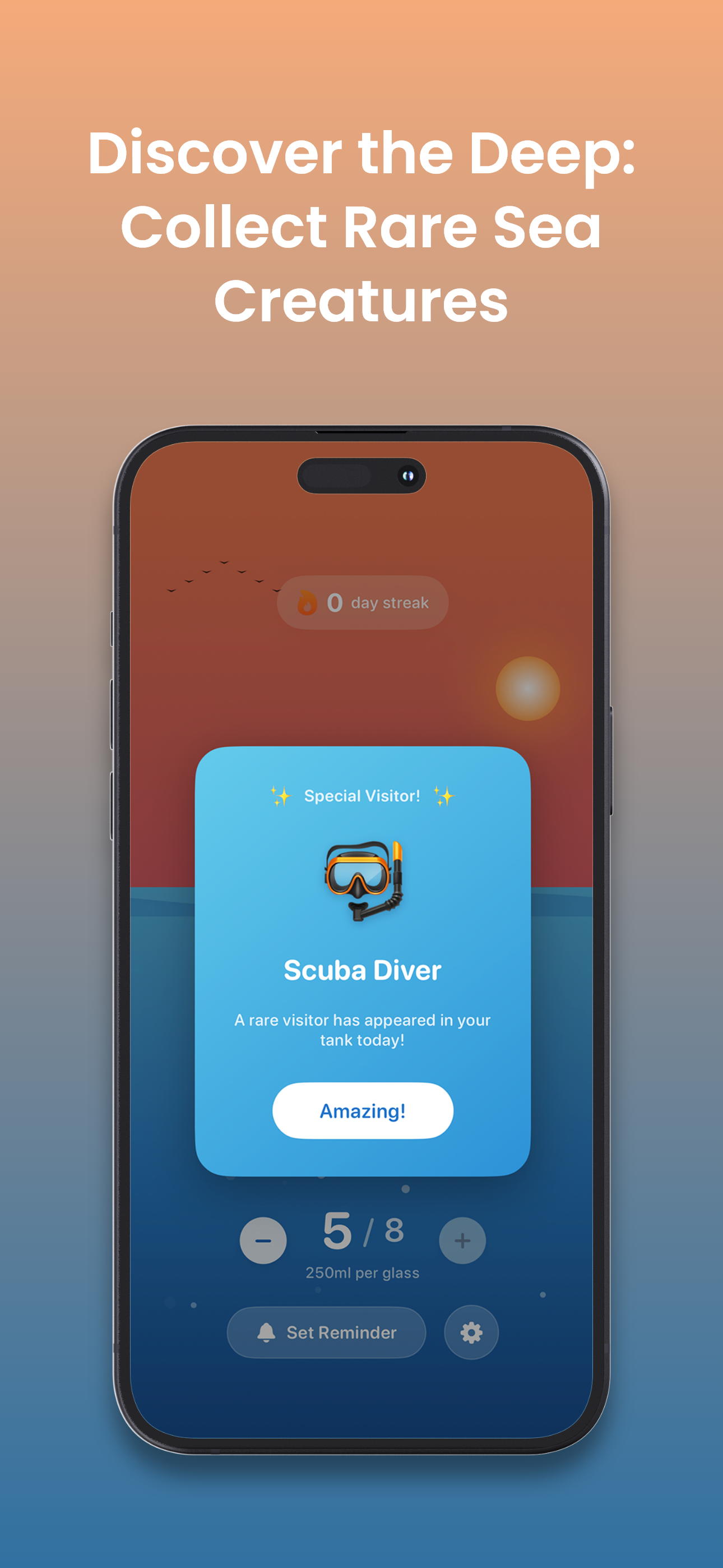Think Drink showing underwater tank with animated sea creatures